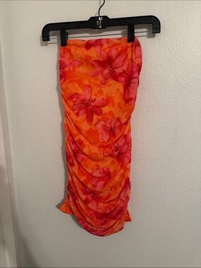 SHEIN Orange and Pink Floral Mini Dress